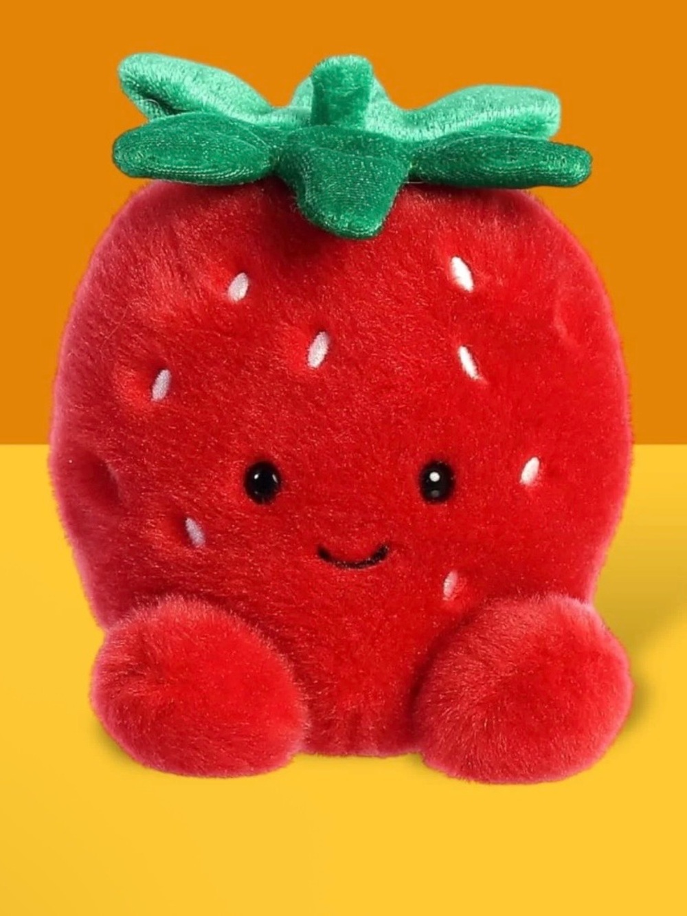 Plush Strawberry Soft Toy - Red with Green Leaf